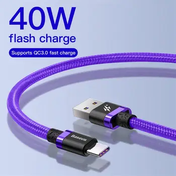 Baseus 40W USB C Tipa Kabeli Huawei Mate 20 P30 P20 Pro Lite USBC Ātrās Uzlādes Lādētājs USB-C Tips-C (Kabelis Xiaomi mi 9 8