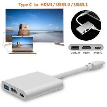 Basix USB C centrs, lai HDMI Adapteris, USB C Tipa Rumbu ar Hdmi 4K USB 3.0 Ports Ar USB-C Elektroenerģijas Piegādes Macbook pro& C Tipa ierīces