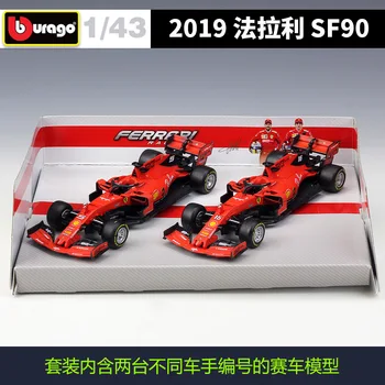 Bburago 1: 43 Ferrari F1 sacīkšu 2019. gadā ferrari sf90 modelis dual auto set simulācijas sakausējuma auto modelis Kolekcija Dāvanu Dekorēšanai rotaļlieta