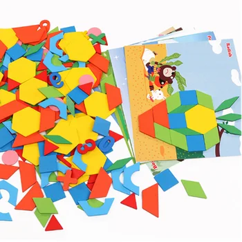 Besegad 250PCS Koka 3D Magnētiskā Puzle Jigsaw Tangram Zīmēšanas galda Spēle Bērniem, Montessori Agrīnās Mācīšanās Izglītības Rotaļlietas