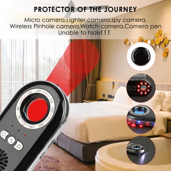 Bezvadu Kameras Atradējs Anti Slēptās Videokameras Portatīvie Mini Signālu Detektoru Sensors w/ Lukturīti Brīdinājuma Signālu Āra Ceļojumu