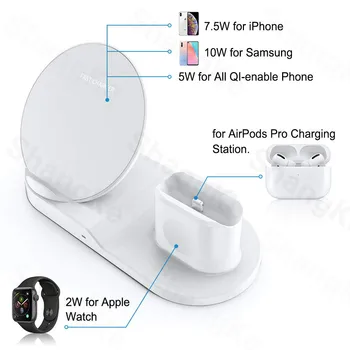 Bezvadu Lādētājs Uzlādes Statīvs 3 in 1 Apple Skatīties un AirPods Pro Qi Ātru Bezvadu Lādētāju Stacijas Saderīgu iPhone 11