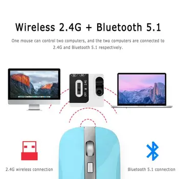Bezvadu Peles Bluetooth 2.4 Ghz Dual Režīmā 1600 DPI Optisko Datoru USB Uztvērējs Super Slim Peles PC Klēpjdators Bezvadu Peles