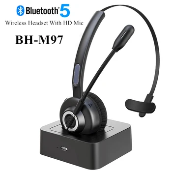 BH-M97 Bluetooth Bezvadu Austiņas, V5.0 Ar Micphone Brīvroku Zvanu Austiņas Lādēšanas Bāze Center Office, Skype, Kravas Automobiļa Vadītājs