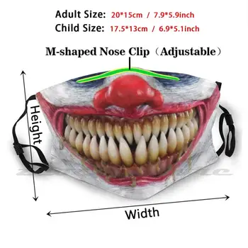Biedējošu Klauns, Sejas Maska, Maskas Audums Mazgājams DIY Filtrs Pm2.5 Pieaugušajam, Bērniem, Facemask Smieklīgi Facemasks Biedējošu Biedējošu Facemask