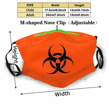 Bioloģiskās Bīstamības Brīdinājuma Sejas Maska Drukāt Atkārtoti Pm2.5 Filtru DIY Mutes Maskas Bērniem Bio Toksisks Bīstamības Dzemdībām Nemesis Radioaktīviem