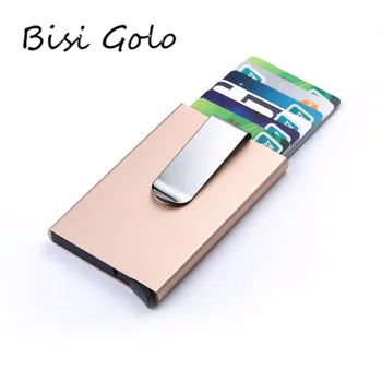BISI GORO 2020 Vīrieši Sievietes Kartes Turētāju Slim Alumīnija ID Kredīta Gadījumā Nauda RFID Pretbloķēšanas Metāla Seifu Ceļojuma Mini Seifs Automātiskā