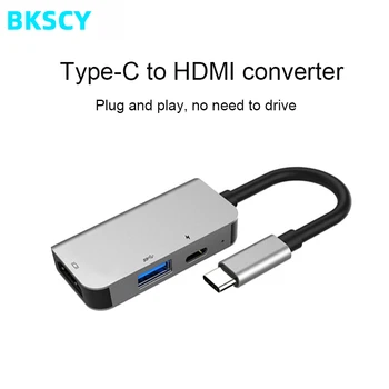 BKSCY USB C RUMBAS C Tipa HDMI Thunderbolt 3 Adapteris priekš MacBook Samsung Galaxy S9 Huawei P20 Mate 20 Pro C Tipa USB 3.0 HUB
