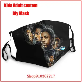Black Panther Wakanda DIY (do it yourself sejas mak atslēgu modes mazgājams atkārtoti sejas maska pieaugušo mascarillas de tela lavables con filtro
