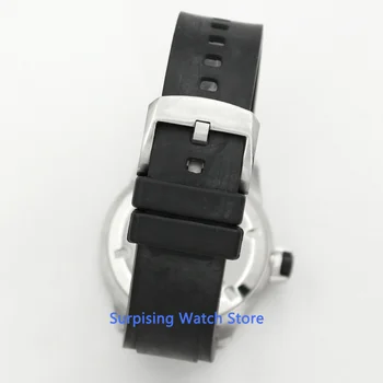 Bliger 43mm Black Dial Automātiskā Mens Watch Luksusa Zīmolu Gaismas Ūdensizturīgs Gumijas Siksnas Kalendāra Mehāniskās rokas pulksteņi Vīriešu