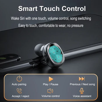 Bluetooth 5.0 TWS Bezvadu Austiņas 8D HIFI Skaņas Automātiska savienošana Pārī Sporta Austiņas Smart Touch Control Ūdensizturīgs pie Auss liekamā daļa