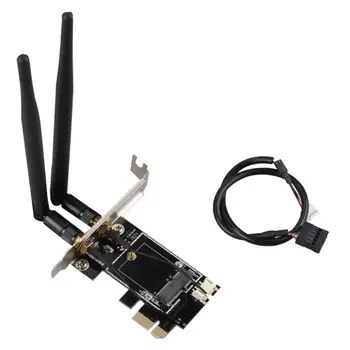 Bluetooth Bezvadu tīkla Karte uz pciE-1X, lai NGFF-Ekey PCIE Klēpjdatoru, wi-fi WLAN Kartes Adapter Dual Antenu Adapteri, Valdes
