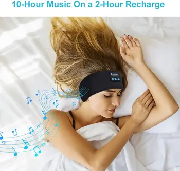 Bluetooth Miega Austiņas ar Galvas Plānas Mīksta, Elastīga, Ērta Bezvadu Mūzikas Austiņas Acu Maska Blakus Sleeper