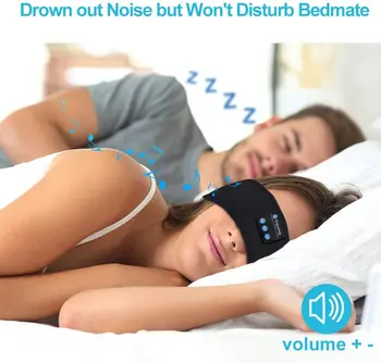 Bluetooth Miega Austiņas ar Galvas Plānas Mīksta, Elastīga, Ērta Bezvadu Mūzikas Austiņas Acu Maska Blakus Sleeper