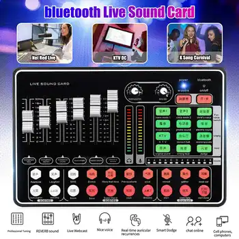 Bluetooth Skaņas Karti, USB, Austiņas, Mikrofons Tiešraide Live Skaņas Karte Saskarne Ārējo 20 Skaņas Efektus Mājas Studio Posmā