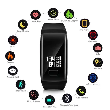 Bluetooth Smart Aproces F1 Asins Spiediena Monitoru, Fitnesa Rokassprādze Darbības Tracker Smart Joslā Smart Joslā Pedometrs Aproce