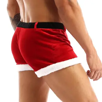 Bokseris Femme Mens Pasaku Ziemassvētku Puse, Seksīgu Vīriešu Biksītes Mīksta Samta Ziemassvētku Brīvdienu Iedomātā Cosplay Kostīmu Pusgarās Sporta Bikses-Bokseršortus Apakšveļu
