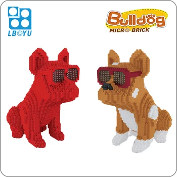 Boyu Brilles Buldogs Raibais Suns Red Dzīvnieku Pet DIY 3D Modeli Mini Mazo Blokus, Dimanta Ēkas Rotaļlietas Bērniem nav Kaste