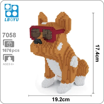 Boyu Brilles Buldogs Raibais Suns Red Dzīvnieku Pet DIY 3D Modeli Mini Mazo Blokus, Dimanta Ēkas Rotaļlietas Bērniem nav Kaste