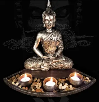 Buda Buddhistic attēls dāvanu Radošumu Apdare lampas Dekors Luminaria ēsmas zivtiņu vadi rotājumu Svečturis svece īpašnieks stāvēt