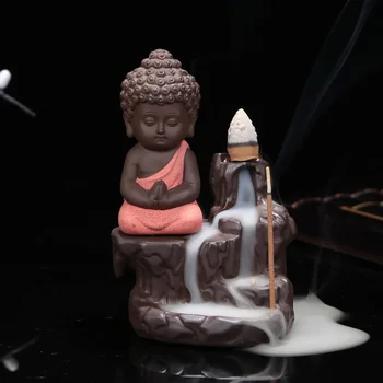 Buda Keramikas Degļu Radošo Mājas Dekoru Mazais Mūks Mazo Budu Vīraka Kvēpināmais Trauks Sālsūdenim Vīraks Degļu Lietošanai Mājās, Tējnīca,