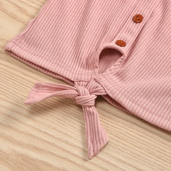 Bērniem, Baby Meitenes Modes 2-gabals Apģērbs Kopa ar Īsām Piedurknēm Cieto Krāsas Tops+Džinsa Bikses Kopa
