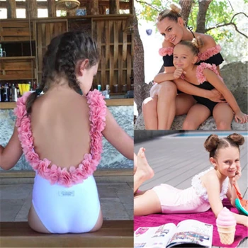 Bērniem, Baby Meitenes Ziedu Backless Peldkostīmi, Bikini, Tankini Peldkostīmu Peldkostīms Karstā Jauns Ziedu Plecu Jostu Backless Peldkostīmu