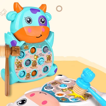 Bērniem karikatūra govs dzīvnieku klauvē rotaļlieta kāmis mātes-bērna interaktīvs mūzikas spēle mašīna agrīnās izglītības puzzle dāvanu