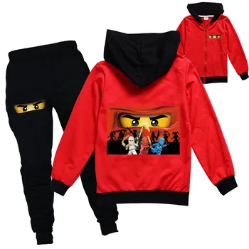 Bērniem pelēkā vārna Zip Apģērbs Zēniem Legoes Sweatershirt Bērniem Ninjagoed Mētelis, Jaka, Bikses 2pcs Set Meiteņu Tērpiem, Ikdienas Drēbes