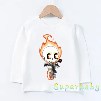 Bērnu Filmu Ghost Rider Druka T kreklu Baby Zēni Meitenes Funny Multiplikācijas filmu Topi Bērniem ar garām Piedurknēm T-krekls,LKP5197