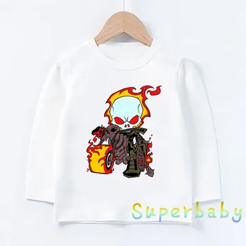Bērnu Filmu Ghost Rider Druka T kreklu Baby Zēni Meitenes Funny Multiplikācijas filmu Topi Bērniem ar garām Piedurknēm T-krekls,LKP5197
