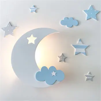 Bērnu istabas Zvaigznes, mēness, mākoņi sienas lampas cute meitenes guļamistaba deco bērniem naktslampas radošo diy multfilmu miega nakts gaisma