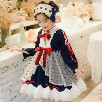 Bērnu lolita garām piedurknēm kleita spānijas tiesa Salds Gudrs princese Kleita Meitene Dzimšanas diena Lieldienu Puse Cosplay Kleita Y2779