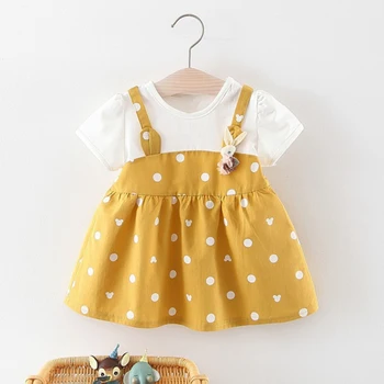 Bērnu Meitene Princese Kleita Viltus 2 Gabals Toddler Dot Modelis Ar Īsām Piedurknēm Kokvilnas Gadījuma Zīdaiņu Kleitas, Bērnu Drēbes, 2019. Gada Vasarā