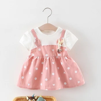Bērnu Meitene Princese Kleita Viltus 2 Gabals Toddler Dot Modelis Ar Īsām Piedurknēm Kokvilnas Gadījuma Zīdaiņu Kleitas, Bērnu Drēbes, 2019. Gada Vasarā