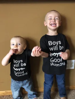 Bērnu T-krekls Zēniem Būs Labi Cilvēkiem Burtu Drukas Zēni Feministu Krekls Aktīvists Feminism Kungi Baby Toddler T-Krekls 44T5