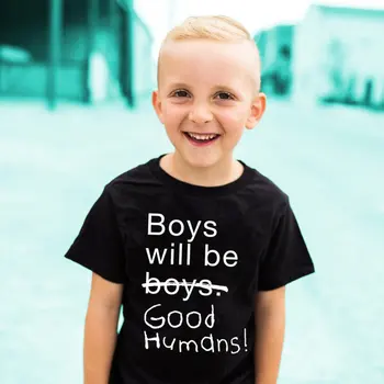 Bērnu T-krekls Zēniem Būs Labi Cilvēkiem Burtu Drukas Zēni Feministu Krekls Aktīvists Feminism Kungi Baby Toddler T-Krekls 44T5