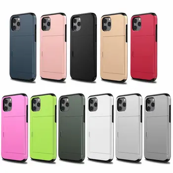 Candy Krāsu Lietā Par iPhone 12 12 Pro 11 7 8 6 Plus 6s X XS MAX XR Gadījumā Bruņas Kartes Slota Vāciņu priekš iPhone 11 11Pro 11Pro Max 7 8