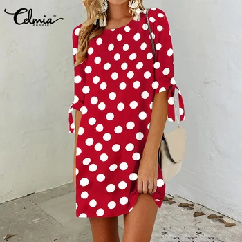Celmia Vintage Vasaras Kleita Sievietēm Leopards Drukāt Beach Vestidos Pusi Piedurknēm Gadījuma Zaudēt Mini Puse Bohēmijas Sundress Plus Size 7