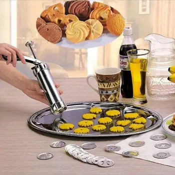 Cepumu Nospiediet Set Cookie Maker Mašīna Komplekts No Nerūsējoša Tērauda 20 Diskus 4 Apledojuma Padomus Spritz Mīklas Cepumi Padarot Kūka Dekorēšanas