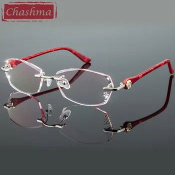 Chashma Titāna Modes Sieviešu Acu Brilles Dimanta Apdari Bez Apmales Briļļu Rāmji Sieviešu Briļļu Rāmi, Krāsainas Lēcas