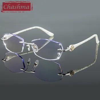 Chashma Titāna Modes Sieviešu Acu Brilles Dimanta Apdari Bez Apmales Briļļu Rāmji Sieviešu Briļļu Rāmi, Krāsainas Lēcas
