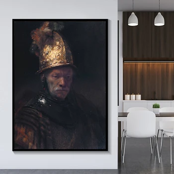 Citon Audekls, eļļas glezna Rembranta《Cilvēks ar Zelta Ķivere》Mākslas Plakāta Attēlu Mūsdienīga Sienas Māksla dekori Mājas Apdare
