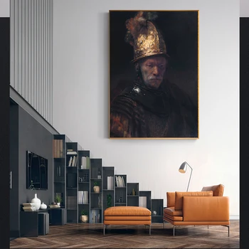 Citon Audekls, eļļas glezna Rembranta《Cilvēks ar Zelta Ķivere》Mākslas Plakāta Attēlu Mūsdienīga Sienas Māksla dekori Mājas Apdare