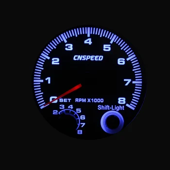 CNSPEED 80mm Sacīkšu Auto 0-8000 APGR. / min Blue LED Regulējams Tahometrs, tahometrs Shift Light 4 6 8 Cilindru YC100139-KN