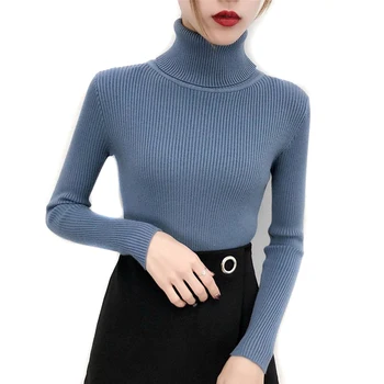 Comfy Augstu Uzrullētu Apkakli Džemperis Sievietēm Korejiešu Stila Džemperis Džemperis Ziemas Top Trikotāžas Džemperis Pull Femme