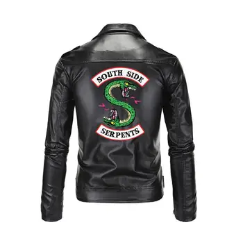 Cool Southside Riverdale Savukārt apkakle Ādas Jakas Čūskām Vīriešiem Riverdale Streetwear Ādas Zīmols dienvidu pusē čūskām
