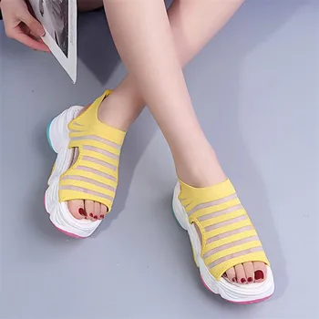 COOTELILI Sieviešu Vasaras Sandales Sandales Papēža Augstums 5cm Modes Kurpes Platformas Sandales Jaunas Modes Varavīksnes Vienīgais Sandales Paslīdēt Uz