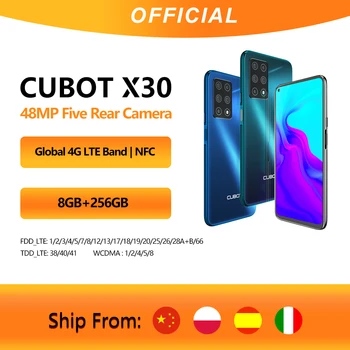 Cubot X30 Mobilais Globālo Versiju 48MP Piecu Kameru 32MP Selfie 8 GB un 256 gb NFC 6.4