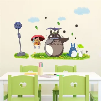 Cute Karikatūra Totoro Sienas Uzlīmes, Home Dzīvojamā Istaba Ūdensizturīgs Noņemamas Uzlīmes Bērniem Pirmsskolas Telpu Dekorēšana Tapetes